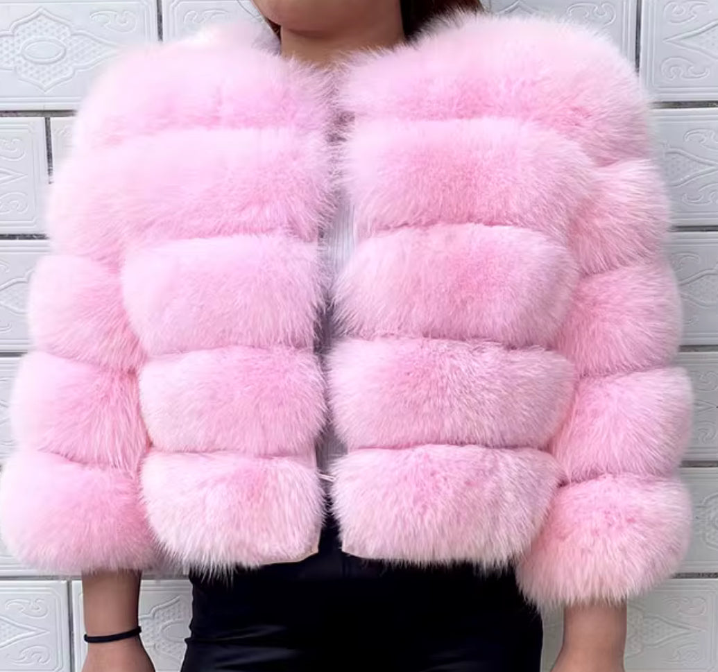 Genuine Fox Crop – Cotton Candy