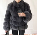 Genuine Fox Jacket – Charcoal Layer