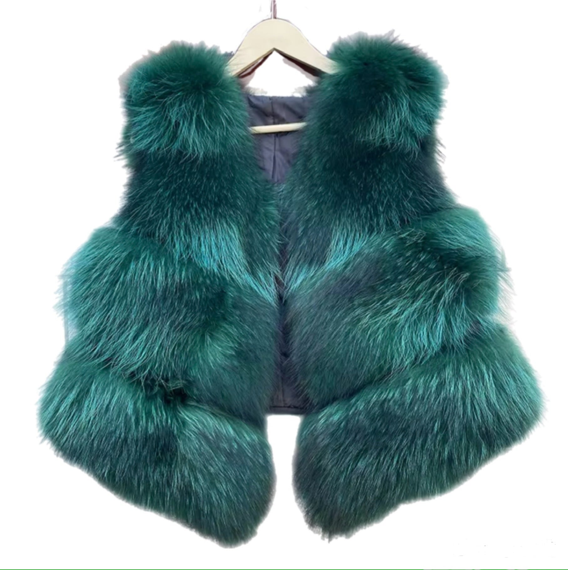Genuine Raccoon Vest – Emerald
