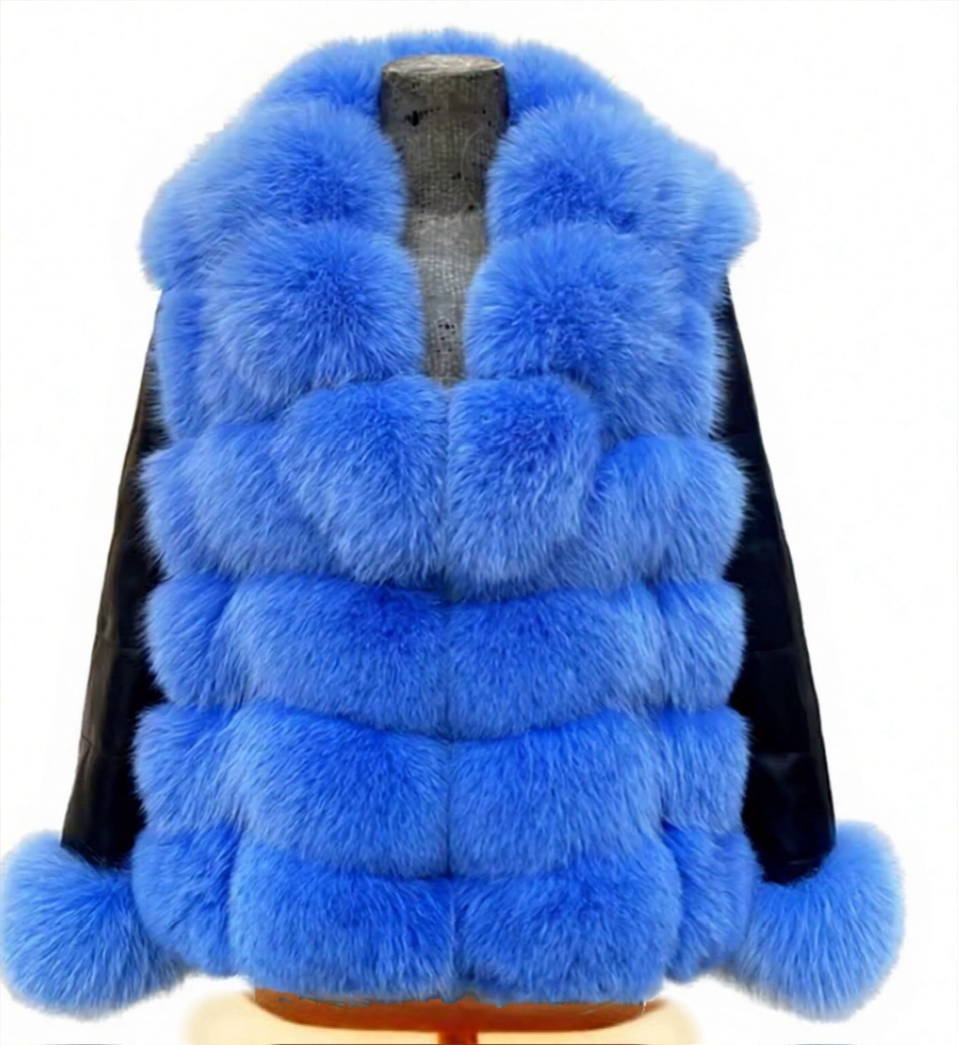 Genuine Fox Jacket – Sky Blue Layer
