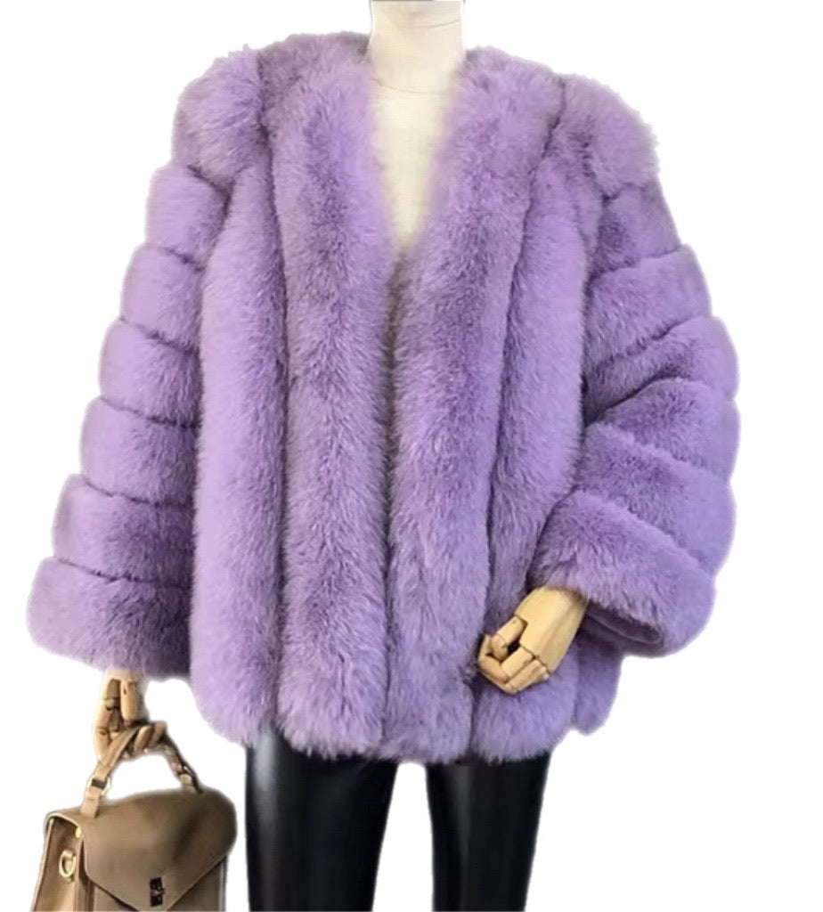 Genuine Fox Coat – Violet Classic Mid