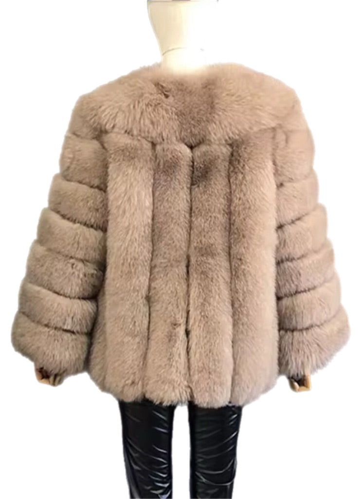 Genuine Fox Coat – Stone Classic Mid
