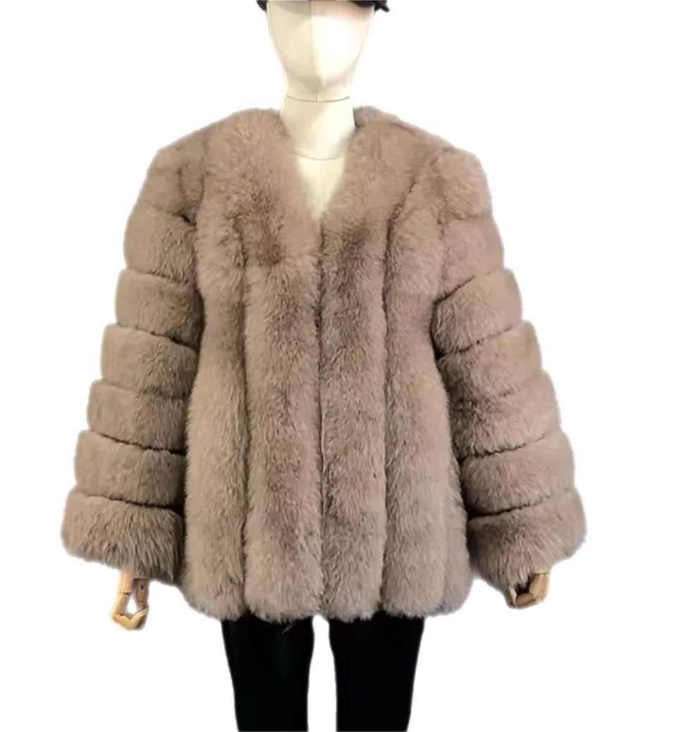 Genuine Fox Coat – Stone Classic Mid