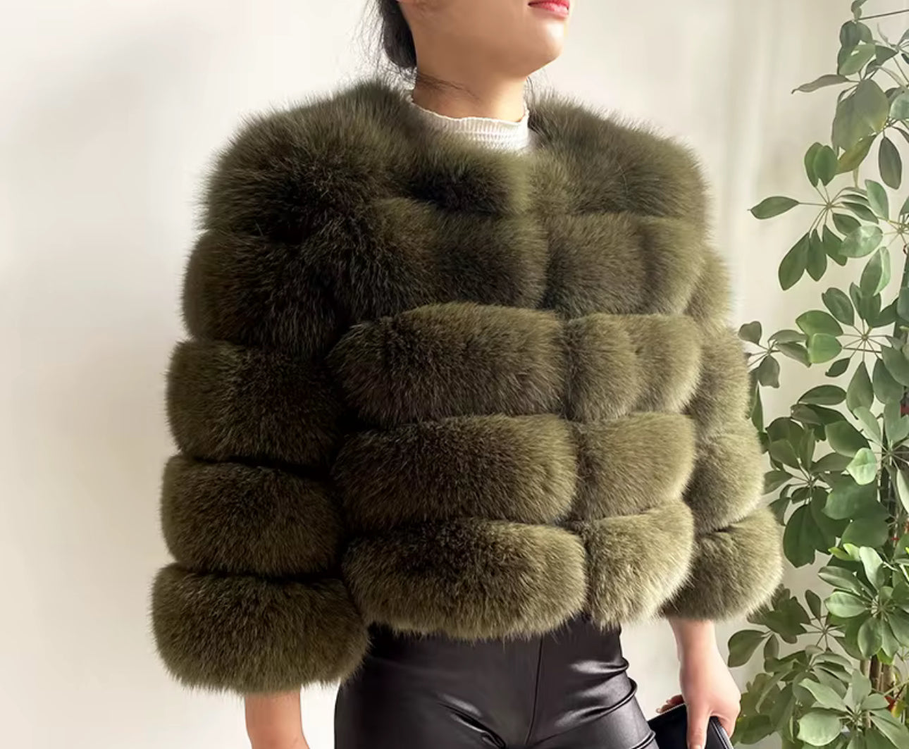 Genuine Fox Crop – Olive