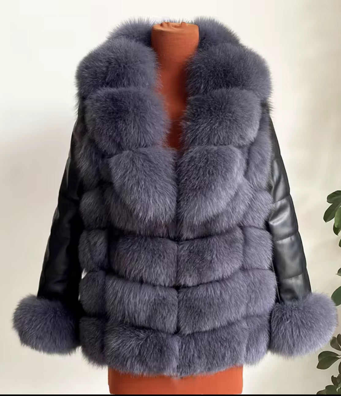 Genuine Fox Jacket – Charcoal Layer