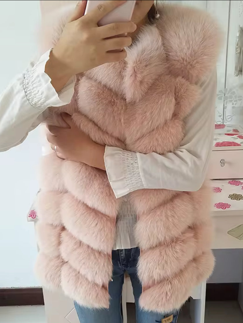 Genuine Fox Vest – Blush Layer