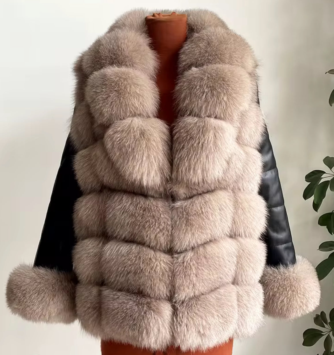 Genuine Fox Jacket – Sandstone Layer