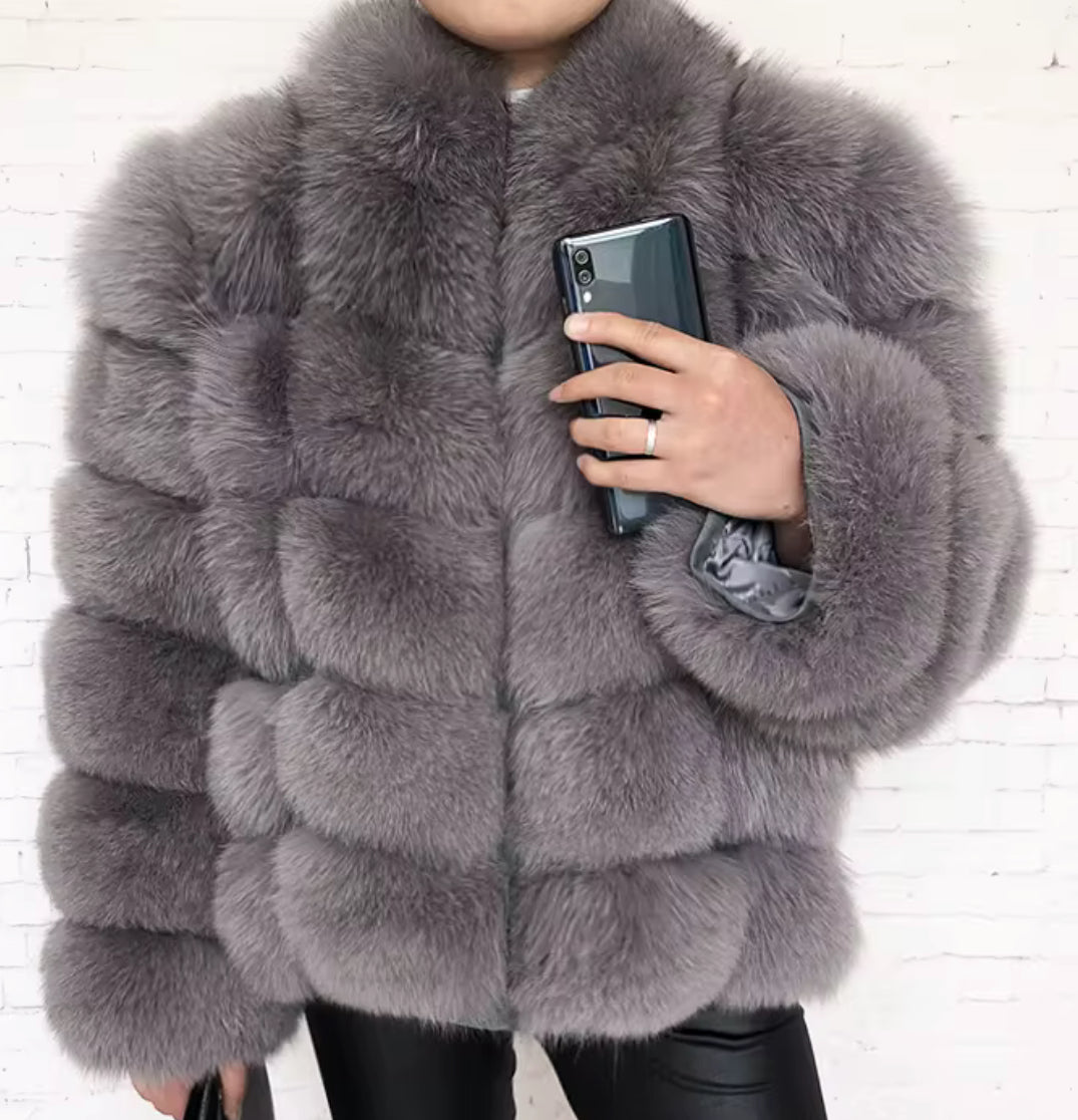 Genuine Fox Jacket – Silver Layer