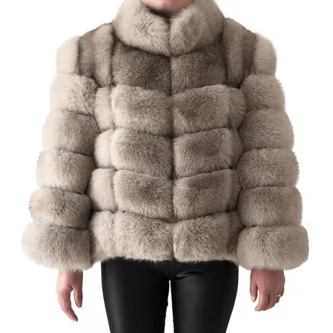 Genuine Fox Jacket – Sandstone Layer